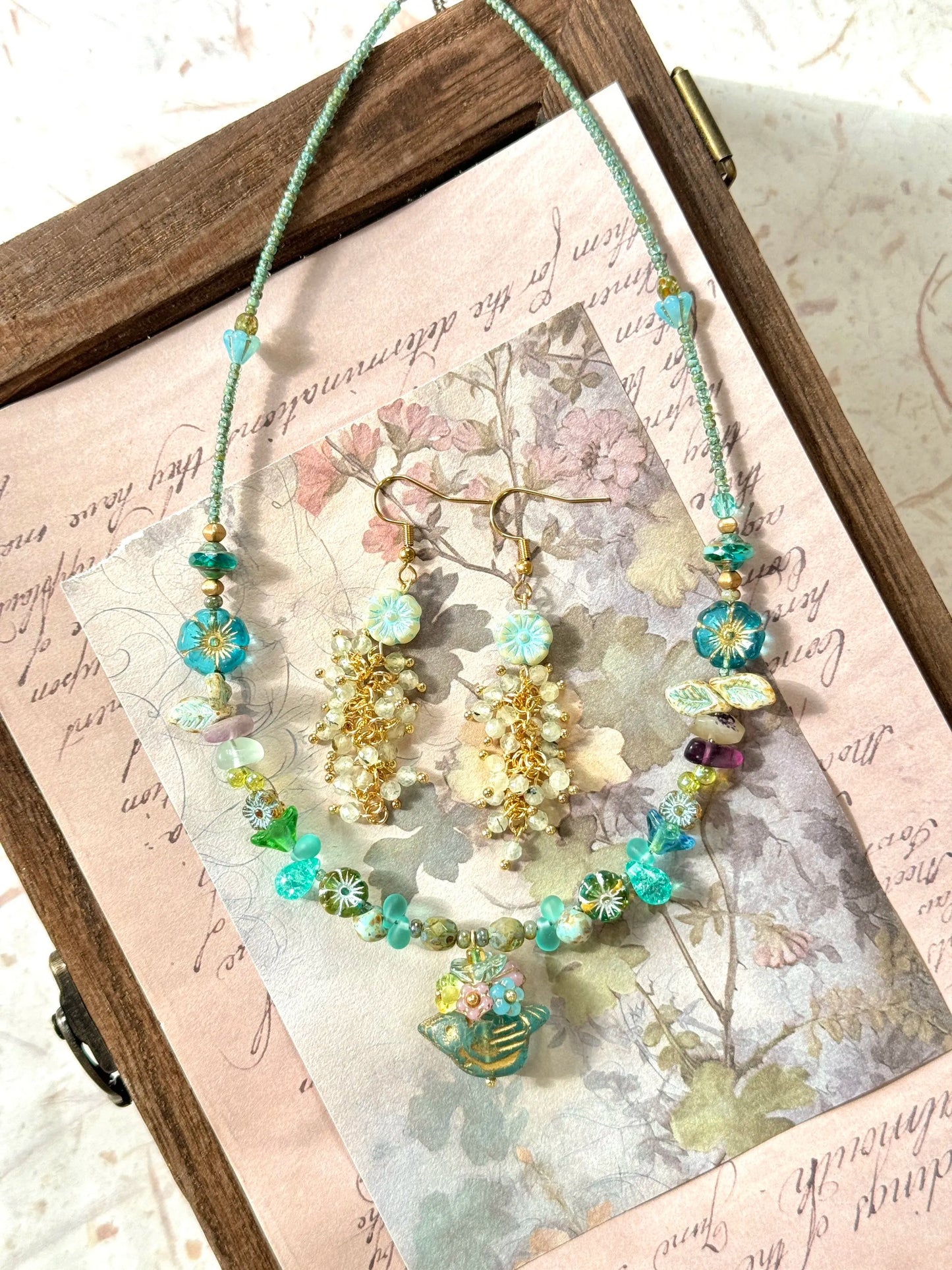 Garden in a Bottle — Czech Glass Beaded Necklace