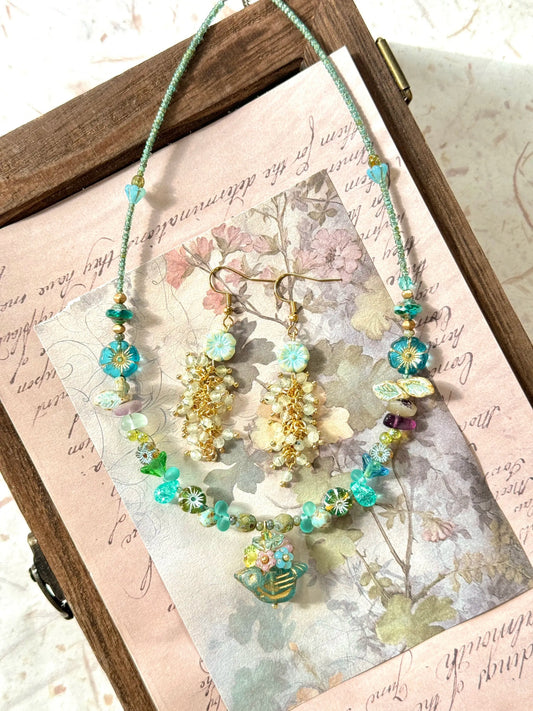 Garden in a Bottle — Czech Glass Beaded Necklace