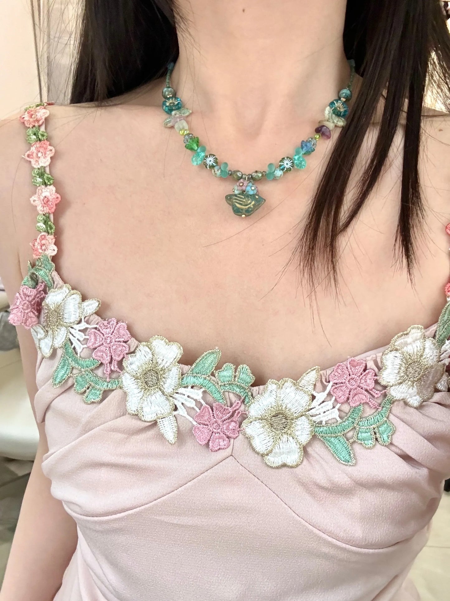 Garden in a Bottle — Czech Glass Beaded Necklace