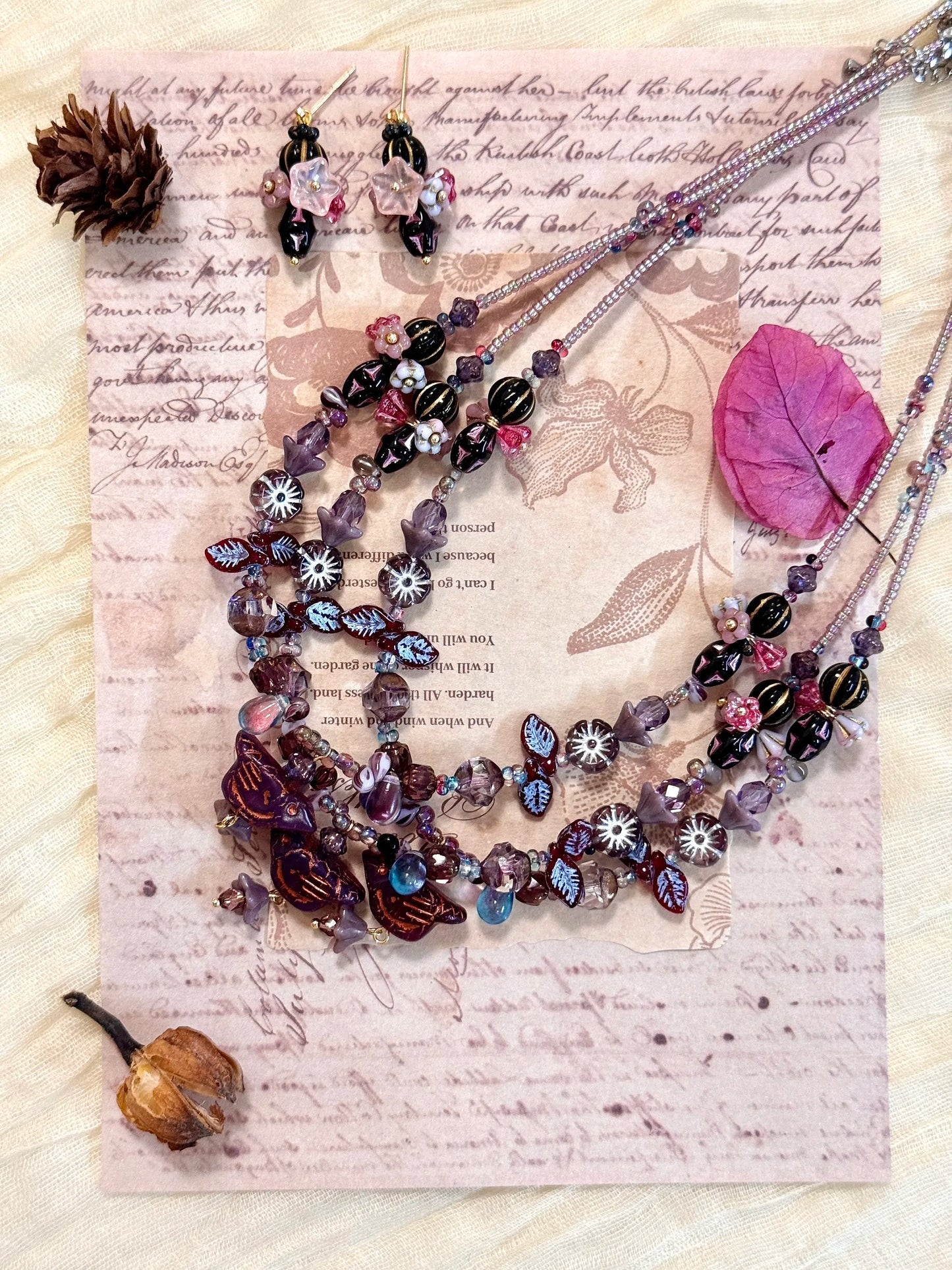 The Garden After Midnight — Czech Glass Beaded Necklace