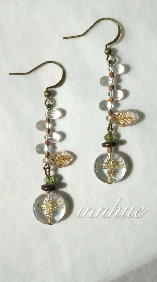 Echoes of Summer - Cicada & Dewdrop Glass Earrings