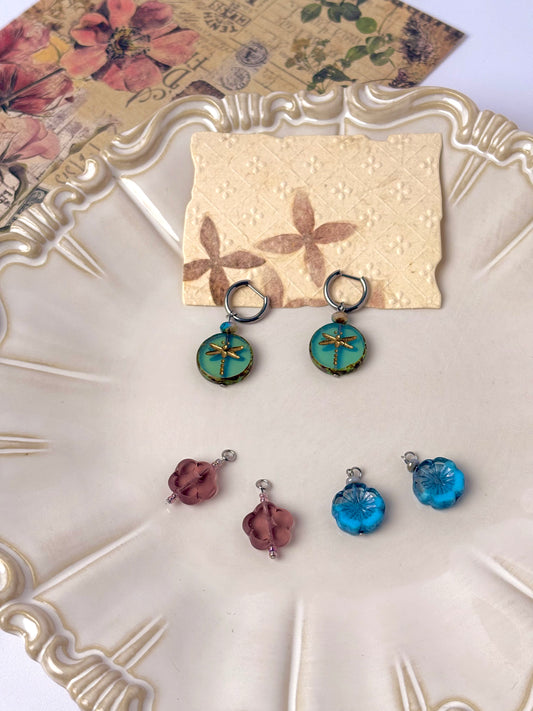 The Garden Versatility Set - Interchangeable Glass Charms with Tarnish-Free Hoops